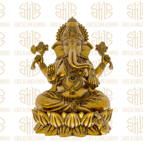 Vertical Round Lotus Ganesh